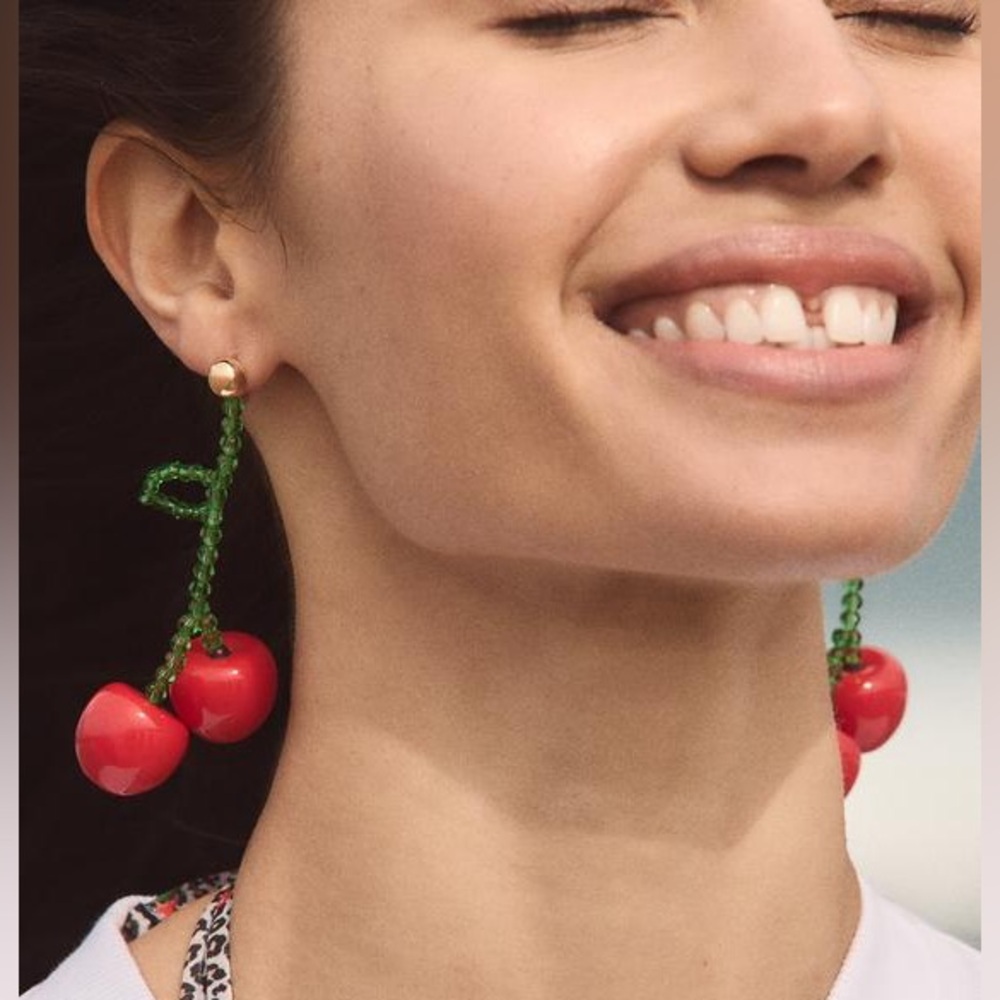ZARA Cherry bead earrings 1011-031 - Picture 4 of 7